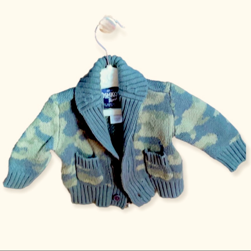 The cutest EVER Camo Cardigan Sweater 6 mos. - Picture 2 of 4